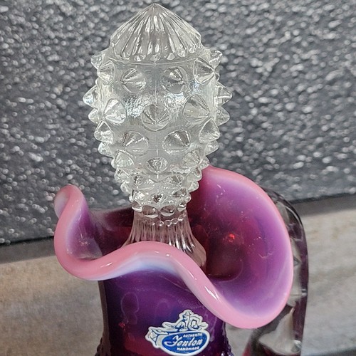 Fenton Glass PLUM Opalescent Hobnail Decanter & 4 Glasses Orig Paper Label Vtg - Picture 6 of 18