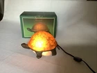 Vintage Cedar Creek Tiffany Amber Glass Cast Iron Turtle Lamp Light MINT