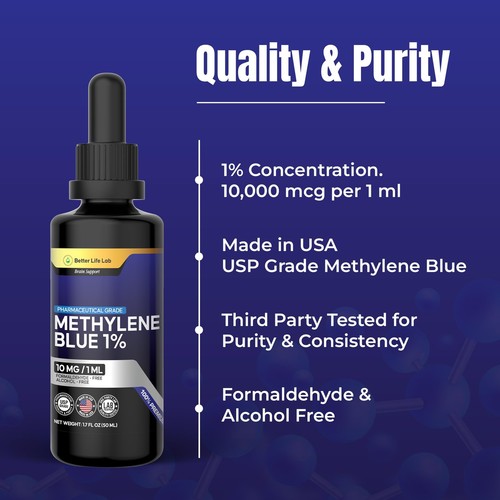 Methylene Blue Pharmaceutical Grade 99.99% with Dropper Health Dietary Methyl... - Picture 4 of 6