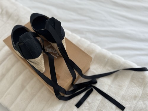 Christian Louboutin Formentera schwarze Espadrilles mit Knöchelriemen und Keilabsatz - Größe 39 - neu im Karton - Bild 3 von 9