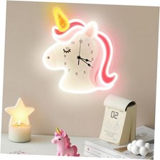 Neon Clock with Dimmable Light - 4-in-1 USB Wall Light/Desk Lamp/Silent Unicorn