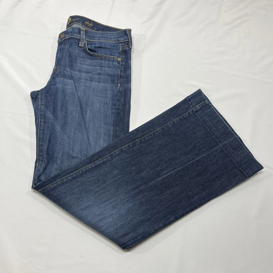 Pantalones de mezclilla para mujer 7 for All Mankind Dojo acampanados talla 30 (34x32) azul EE. UU. Foto 4 de 4