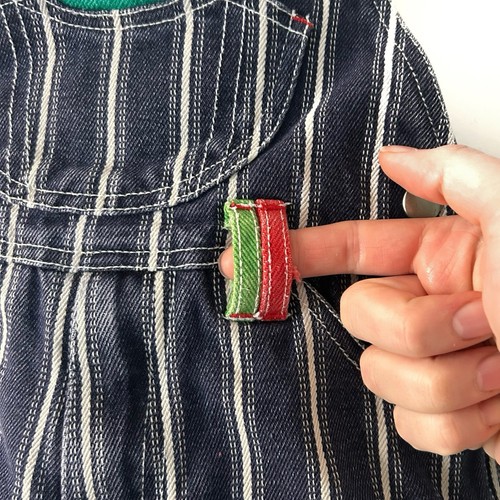 Vintage 1990s BoBo Toddler Denim Overalls 2T 3T Blue Green White Jean Striped - Bild 8 von 12