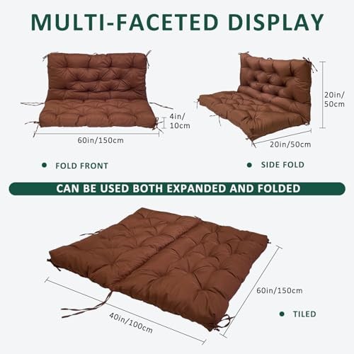 Swing Replacement Cushions for Outdoor: 2-3 Seater Waterproof Porch Bench - Picture 2 of 6