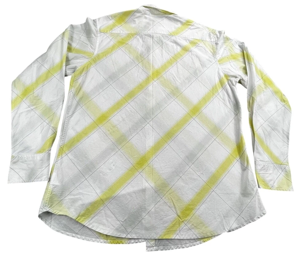 Vintage Guess Button Up Shirt Mens XL White Yellow Plaid Long Sleeve Cotton UAE - Image 2 of 4