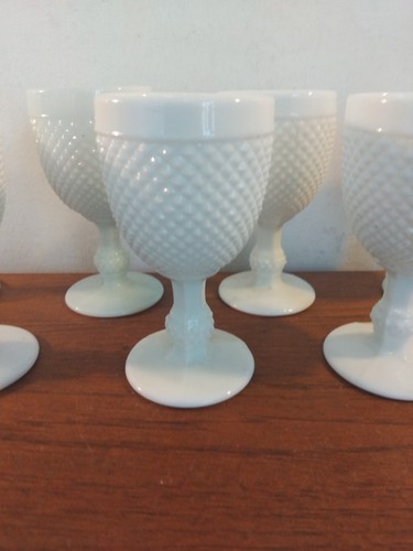 Vintage French opaline Portieux Vallerysthal GOBLETS, X7, 13CMS TALL - Picture 5 of 12