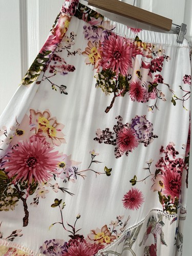 Falda midi Chelsea & Theodore colorida floral cintura elástica XL boho gitana hippie - Imagen 7 de 10