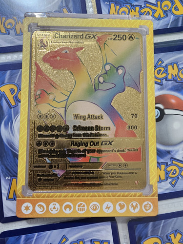 RARE Pokemon Charizard GX Rainbow Gold Foil Card 150/147 - Picture 3 of 4