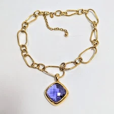 Joan Rivers Chic Links Single Color Purple Changeable Gold Tone Necklace 17"