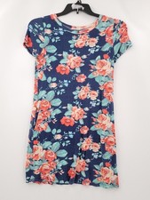 Viamor Dress Womens Multicolor Short Sleeve Floral Casual Crew Neck Short Pocket