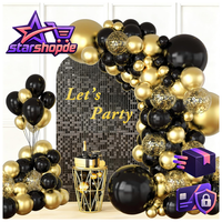 Luftballon Girlande Schwarz Gold 115Pcs Latex Ballons Konfetti Deko Party