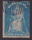 VICTORIA EARLY 1858 6d Blue QV Queen on Throne USED SG73 (SH5)