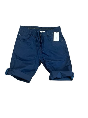 HUGO BOSS BOY'S XS 12 BERMUDA SHORTS NAVY BLUE ROLL CUFF COTTON POPLIN NWT $128 - Picture 2 of 17