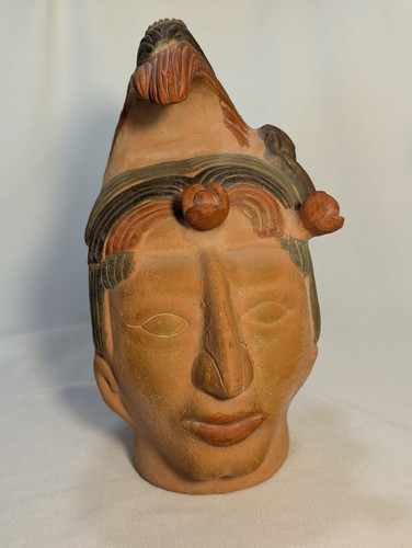 Vintage 12" Terrakotta Maya König Pecal Pekal Statue Kopf Büste mexikanische Kunst - Bild 2 von 16