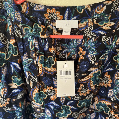 Top popover J Jill nero floreale scollo a V taglia grande NUOVO! - Foto 4 di 9