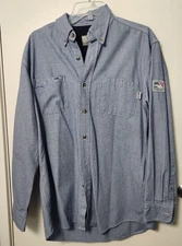 Tyndale FR Flame Arc Rated Flame Resistant Blue Check Button Shirt Cal 8 Cat  2