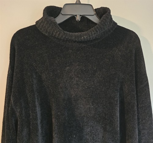 Womens Plus 3X Jones NY Sport Black Turtleneck Knit Chenille Sweater - Picture 2 of 4