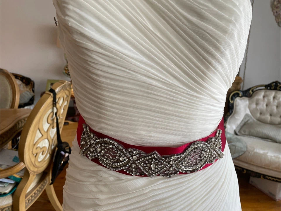 #153 Elegante Vestido de Novia David’s Acanalado Talla 6 Elegancia Sin Tirantes. Foto 4 de 4