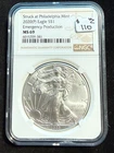 2020 (P) AMERICAN SILVER EAGLE EMERGENCY PRODUCTION NGC MS 69 381