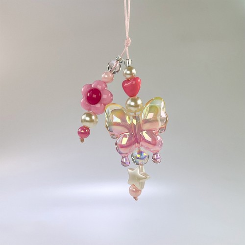 Clear Bead White Star Moon Cloud Charm Keychain Bag Earphone Camera Pendant - Picture 8 of 12