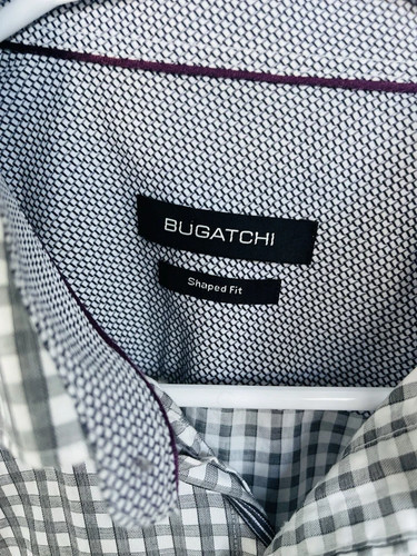 Bugatachi Gray White Plaid Long Sleeve Button Down Shirt - Men's Small - Picture 5 of 9