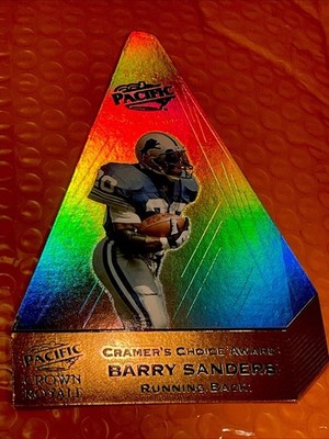 1998 BARRY SANDERS PACIFIC CROWN ROYALE CRAMER S CHOICE SILVER HOLO 4 x6  JUMBO