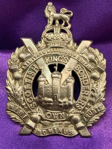 Genuine WW1/2 The KOSB Kings Own Scottish Borderers WM Cap Badge w/lugs