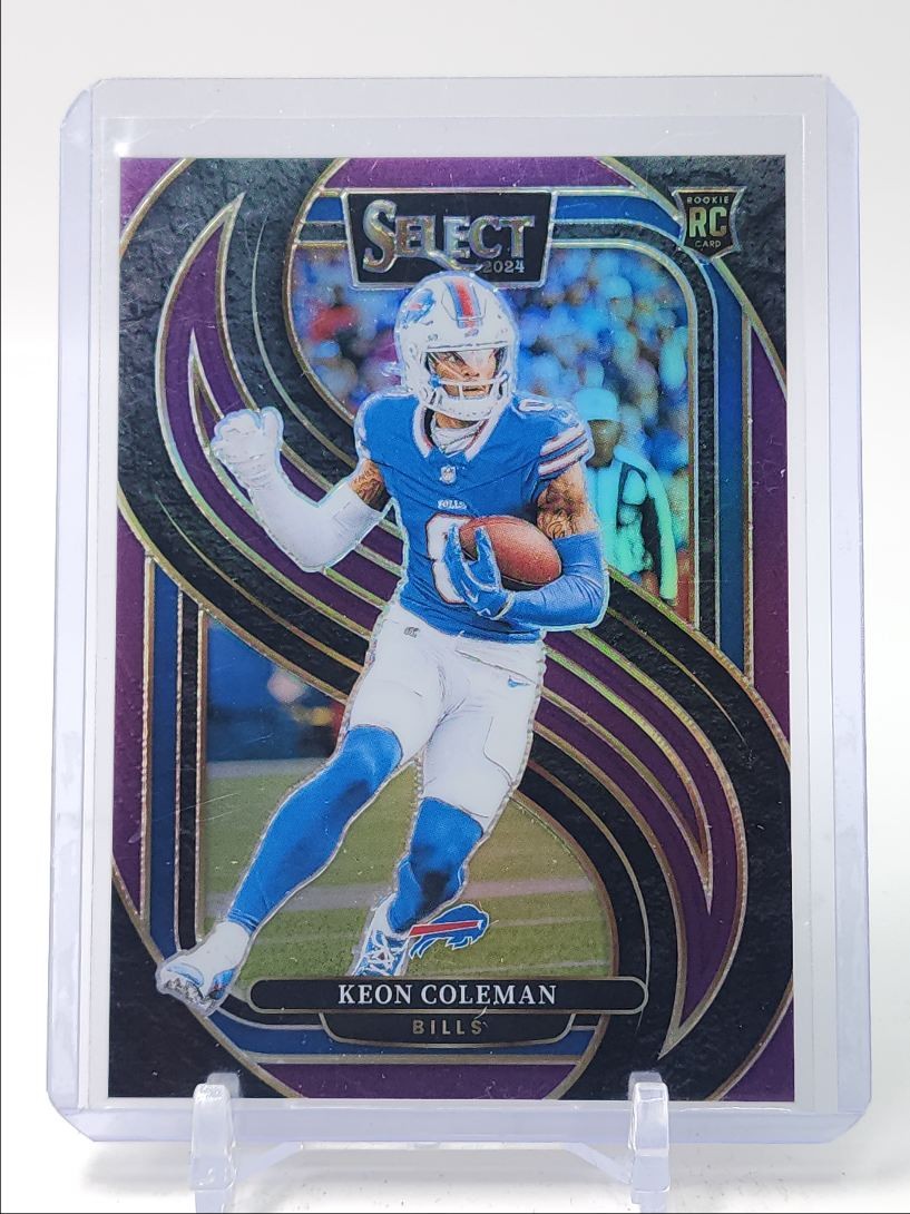 KEON COLEMAN 2024 SELECT PREMIER LEVEL ROOKIE PURPLE PRIZM RC /75 Q3798