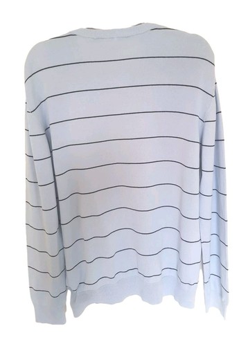 FCUK Y2K Sky Blue Cotton Crew Neck Gents Stripe Jumper UK Size Large - Picture 2 of 5