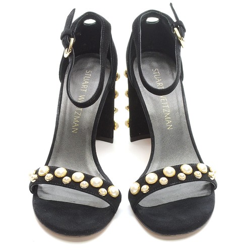 Damas Stuart Weitzman Morepearls Tacones Tachonados 5.5 M Negro Correa al Tobillo Zapatos - Imagen 3 de 8