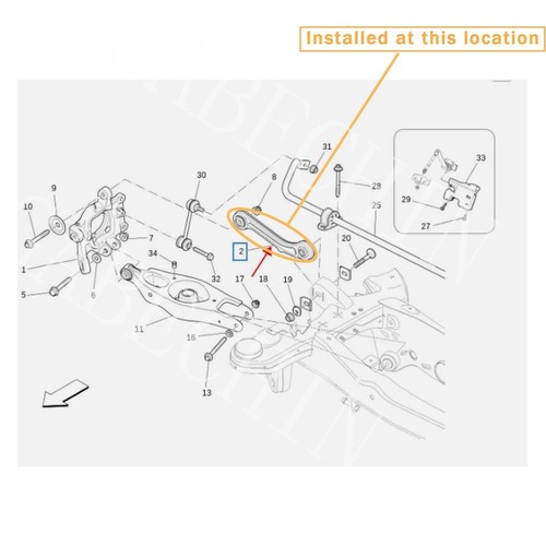 PARA MASERATI GHIBLI QUATTROPORTE SUSPENSIÓN TRASERA BRAZO DE CONTROL DE ARRASTRE 670007252 - Imagen 2 de 3