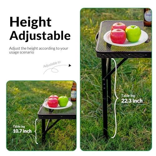 Portable Folding Grill Table, 2X1.3 FT Camping Picnic Table, Two Heights - Bild 3 von 6