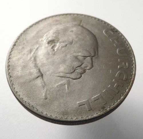 Gran Bretagna 1 corona moneta commemorativa Winston Churchill Elisabetta II 1965 UK - Foto 2 di 6