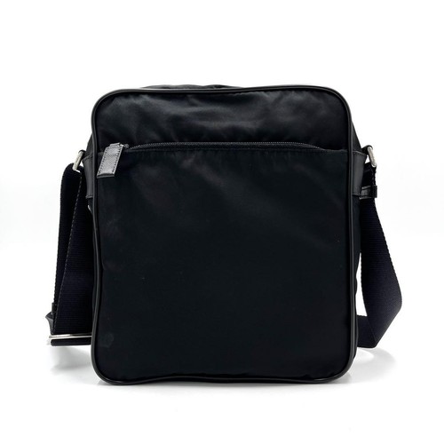 Prada Unisex Black Shoulder Bag, Triangle Logo, Crossbody, White Tag - Picture 2 of 10