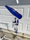 BEAUTIFUL Handmade Wind Chime BLUE GLASS BOTTLE & SEASHELLS Stained Glass