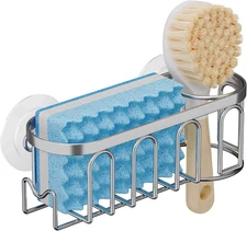 Sink Caddy Sponge Holder for Kitchen Sink 2 Suspension Options(Suction Cups and