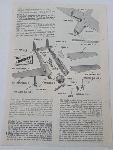 LINDBERG FOCKE WULF FW 19OD-9 Model No. 433-29 Assembly Instructions ONLY! 1965 - Picture 3 of 3