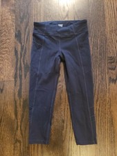 BLACK ATHLETA GIRL CROPPED LEGGINGS WORKOUT CASUAL SCHOOL MESH CALF - L 12