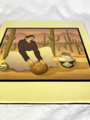 R.C. Gorman "Saguaro" 12" X 12" Decorative Art Tile Hang 1980s Vintage GOOD USA - Picture 9 of 11