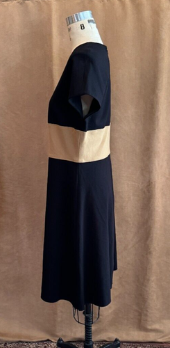 10 Anne Klein Black Beige Colorblock Fit & Flare Stretch Ponte Dress women - Picture 4 of 5