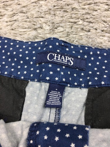 Chaps Midi Chino Shorts Women Size 8 Blue White Stars Pattern - Picture 4 of 10