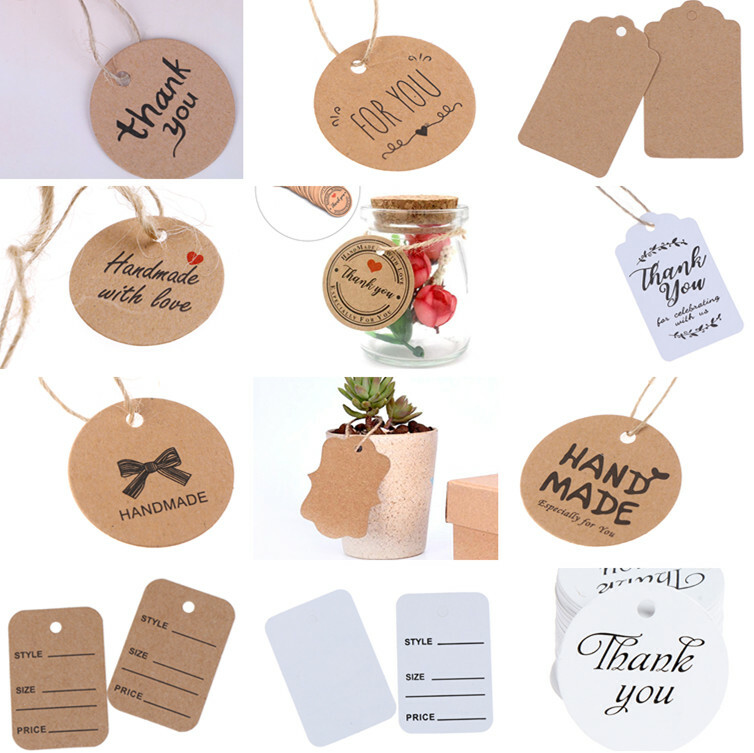 100 PCS Handmade Tags Kraft Paper Hang Tags 1.7'' Round Tags Craft