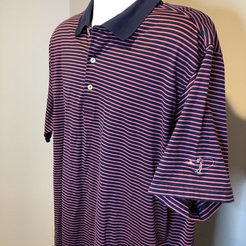 Polo Peter Millar uomo XL rosa blu a righe lavaggio mare manica corta  - Foto 4 di 7