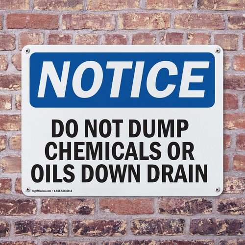 (2 Pack) Do Not Dump Chemicals Or Oils Down Drain OSHA Notice Sign Decal Metal - Bild 4 von 21