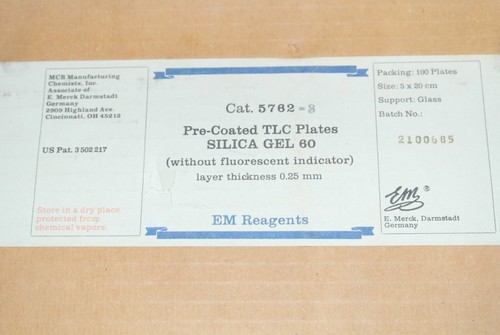 Merck 5762 Pre-Coated TLC Plates, Silica Gel 60, 5 x 20 cm, 100 Total Plates - Picture 1 of 4