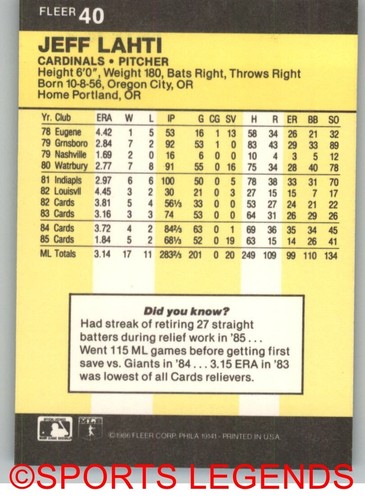 1986 Fleer MLB #1-100 - Picture 81 of 201