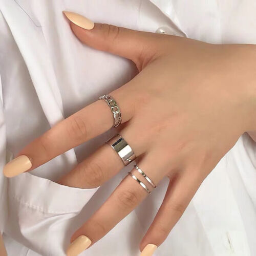 3Pcs Rings Set Stainless Steel Womens Mens Hip Hop Punk Ring Jewelry Gold/Silver - Bild 2 von 26