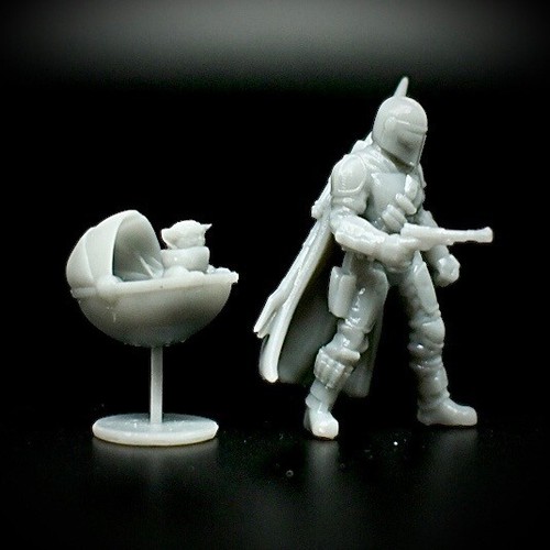 Custom Star Wars Legion The Mandalorian With Baby Yoda Miniatur   - Bild 2 von 4