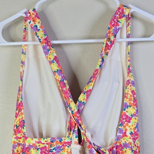 Old Navy Floral One Piece Tie Back Swimsuit - Pink and Yellow Size 2x NwT - Picture 7 of 11