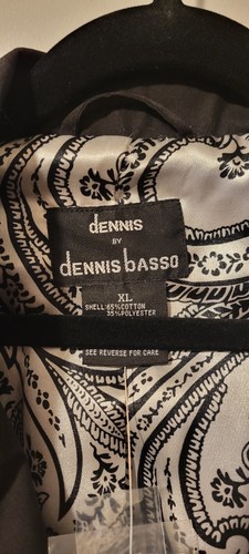 NWT Dennis Basso Black Coat Jacket Size XL Black White Trim Detail Pockets - Picture 3 of 7